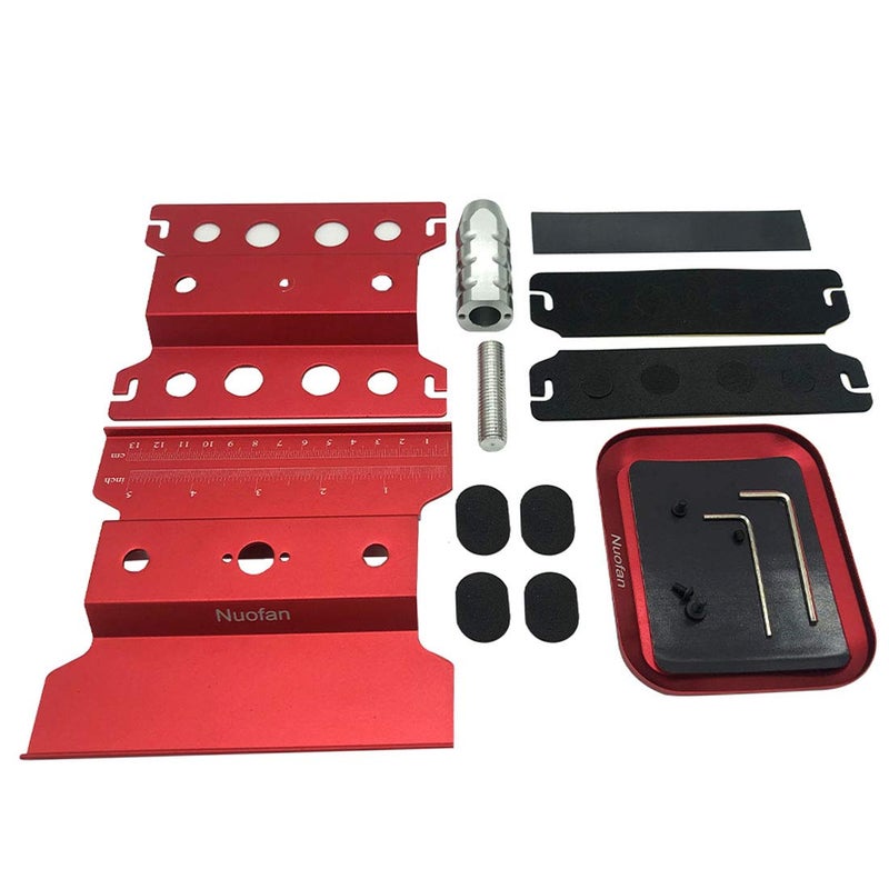 Nuofan RC Car Work Stand Aluminum Repair Workstation 360 Degree Rotation Lift Lower w/Screw Tray for 1/10 1/12 1/16 Scale Traxxas TRX4 Axial Arrma Redcat Losi RC Crawler Monster Truck Buggy (Red) - Image 5